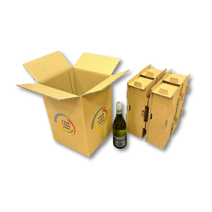Custom Printed Wine Bottle Shipping Boxes - Brown